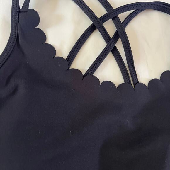 Kate Spade Black Scalloped Strappy Racerback Sports Bra Wmns Sz M - Picture 3 of 6